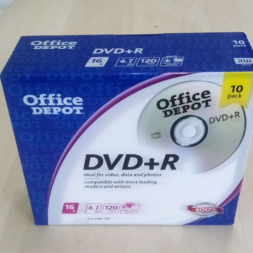 2/$20 NEW Office Depot 16x DVD+R Slim 10 Pack